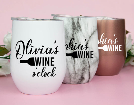 Wine O'Clock Wedding Wine Tumblers
