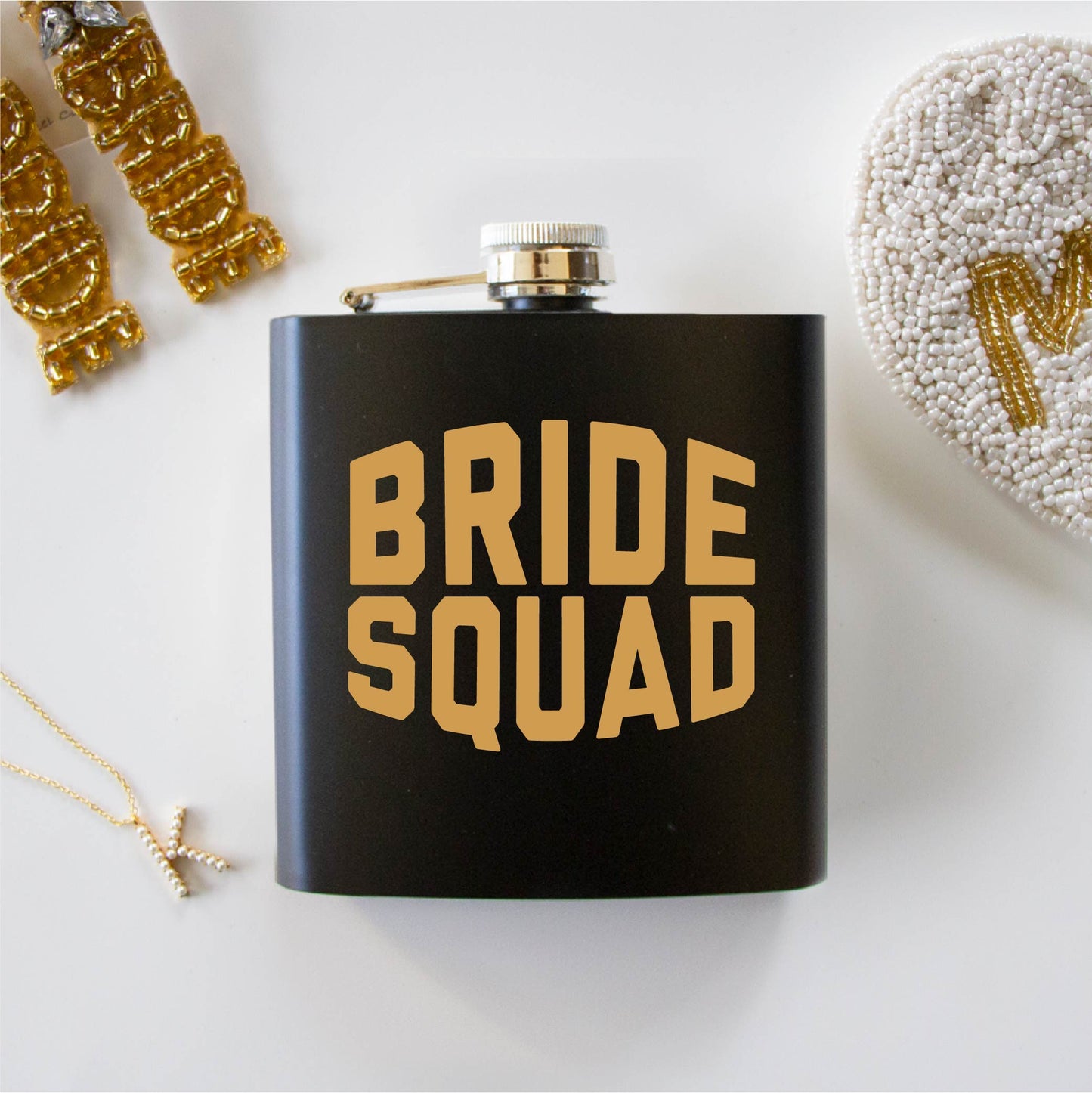 Bride Squad Black Hip Flask