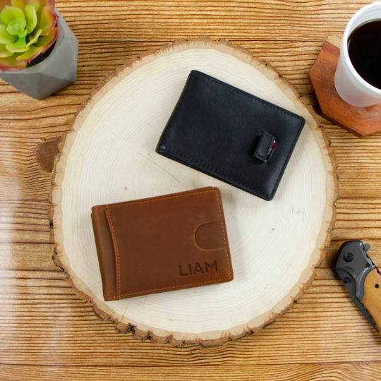 Engraved Custom Slim Leather Wallet