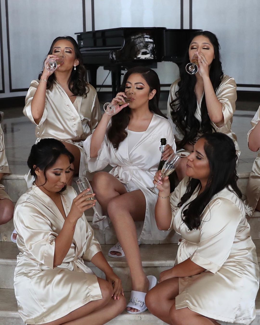 Champagne Satin Kimono Bridal Robe All Sizes 3 - Bridesmaid Robe - Affordable Robe - Wedding Gift - Bridal Gift - Bridesmaid Gift - Satin Robe - Kimono Robe - PrettyRobes