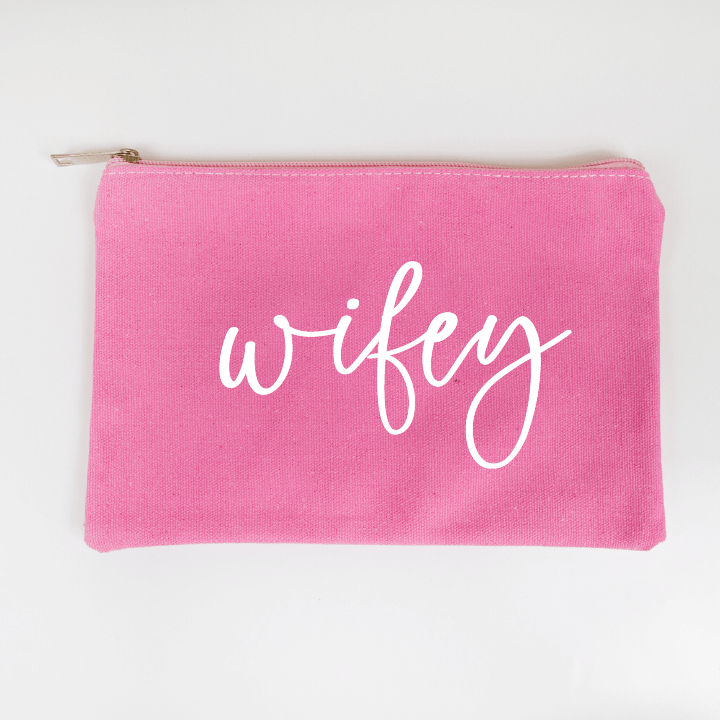 Cursive Wifey Bridal Makeup Bag
