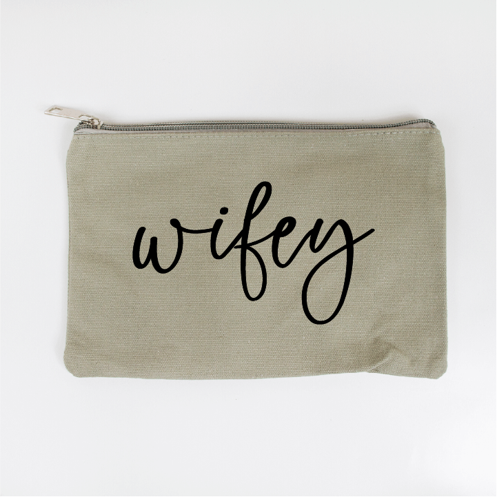 Cursive Wifey Bridal Makeup Bag