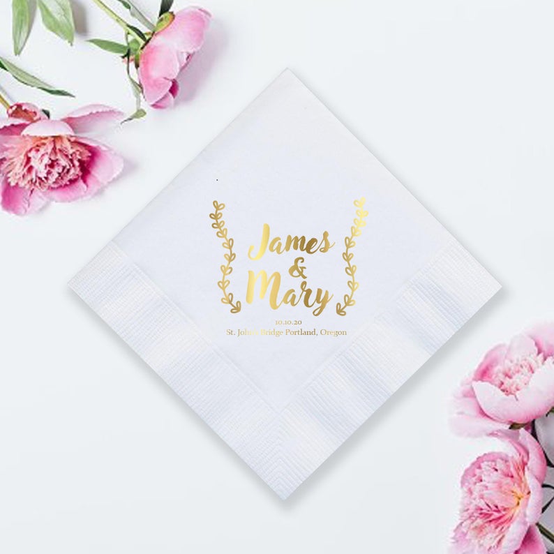 Custom Foil Pressed Wedding Napkin (LPN6)