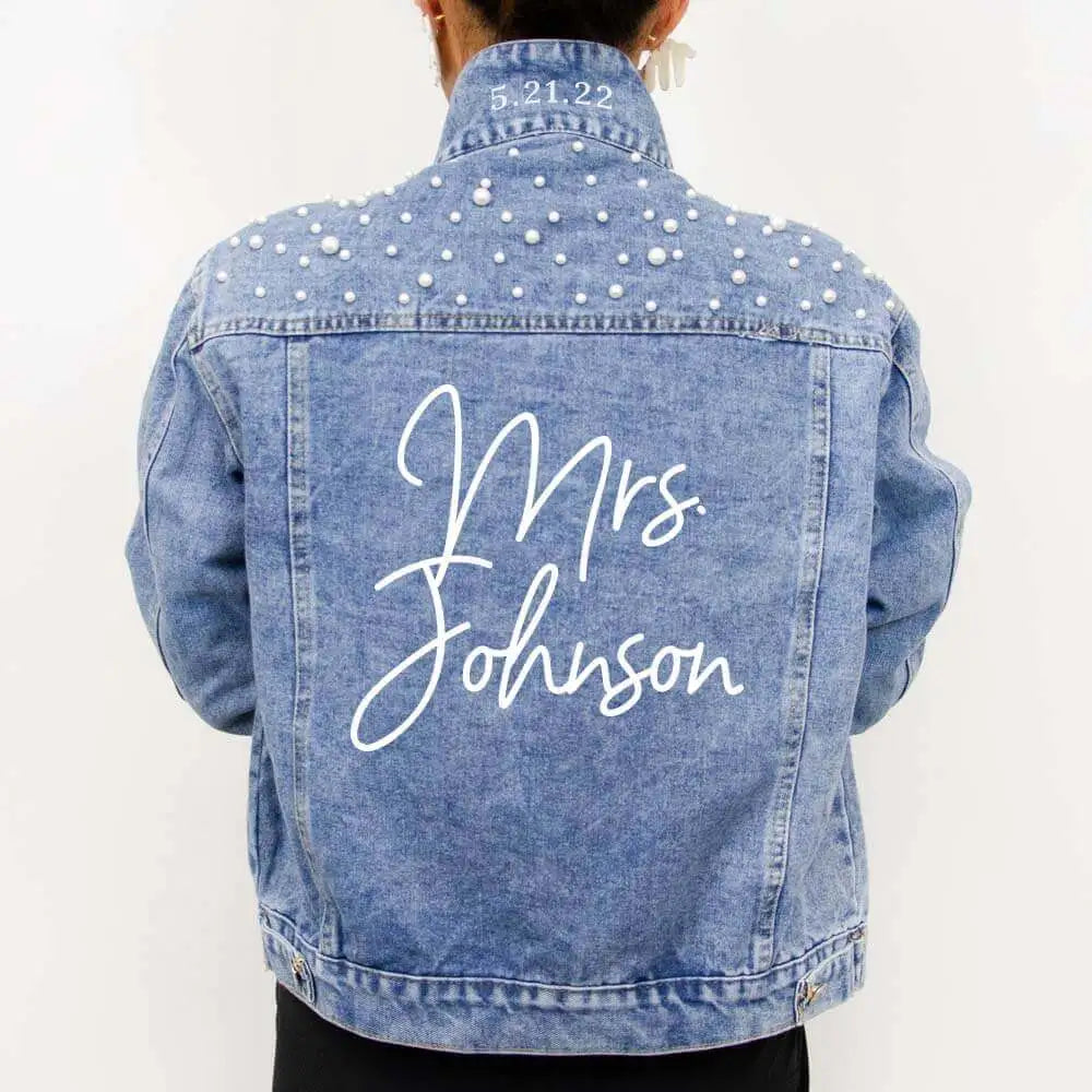 Jean jacket for hot sale bride