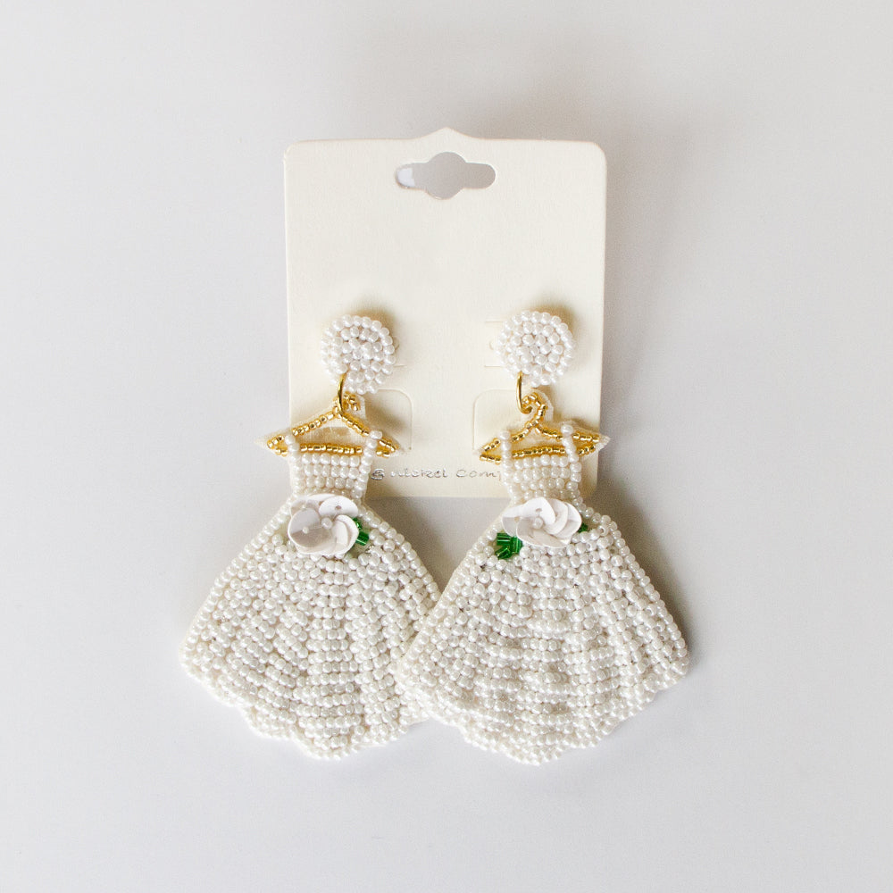 Wedding Dress Beaded Earrings