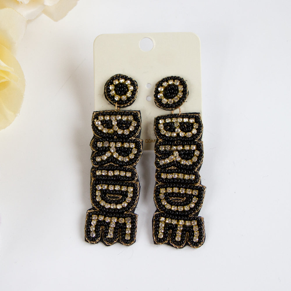 Black Bride Seed Bead Earrings