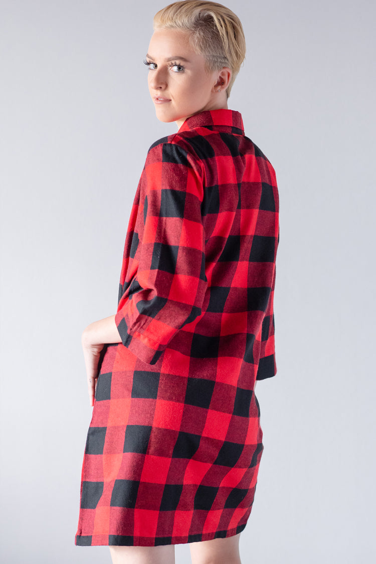 Plaid Flannel Red and Black - Night Shirt