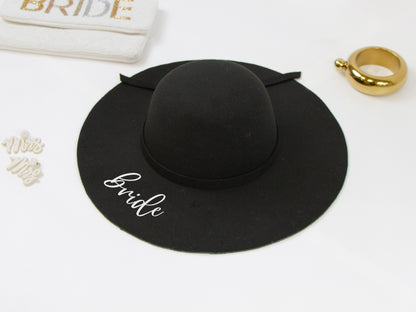 Bridal Party Black Felt Floppy Hat