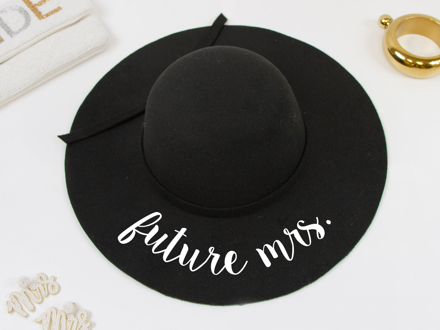 Future Mrs Black Felt Floppy Hat image