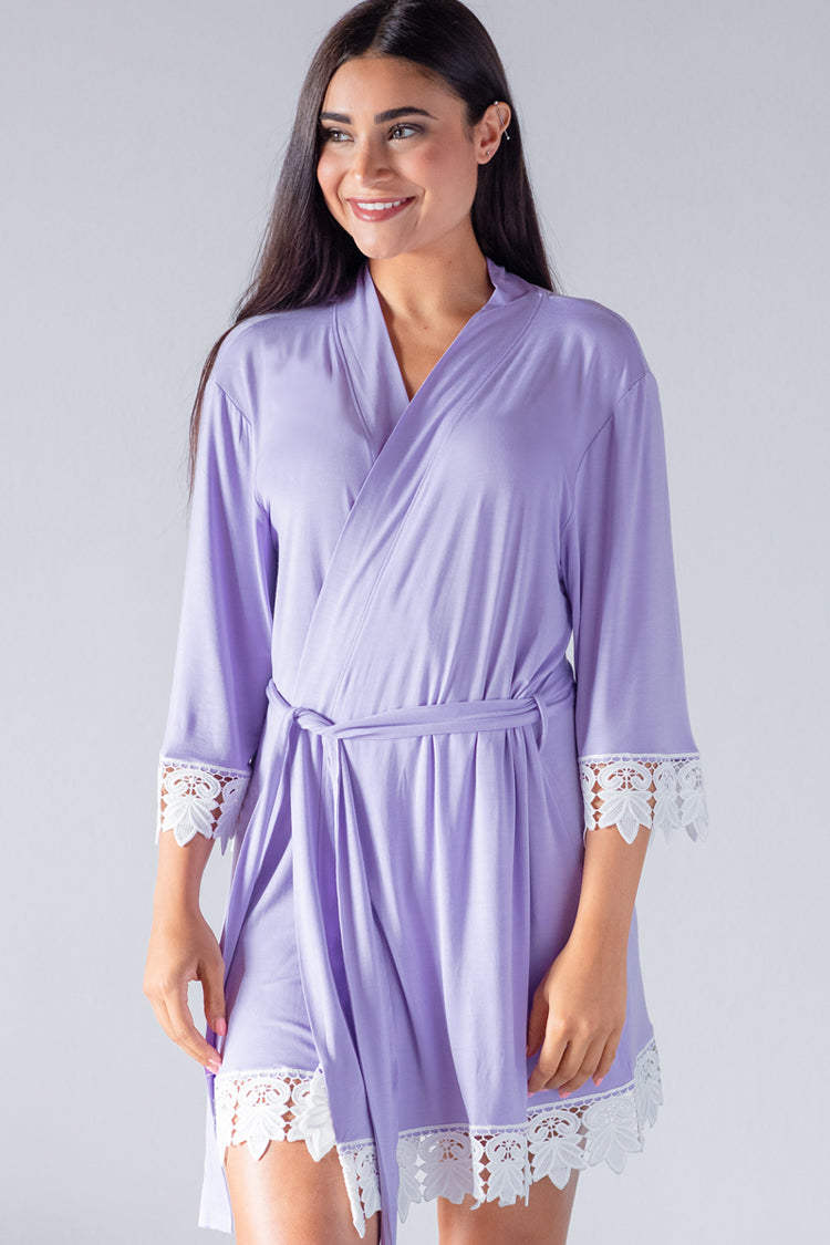 Periwinkle Modal Lace Robe