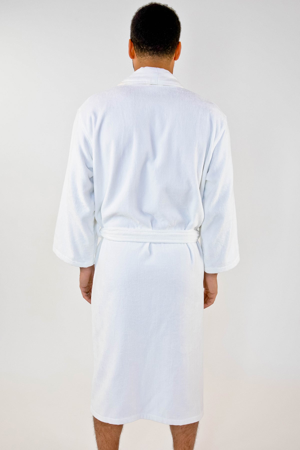 Plush Shawl Collar Bath Robe White