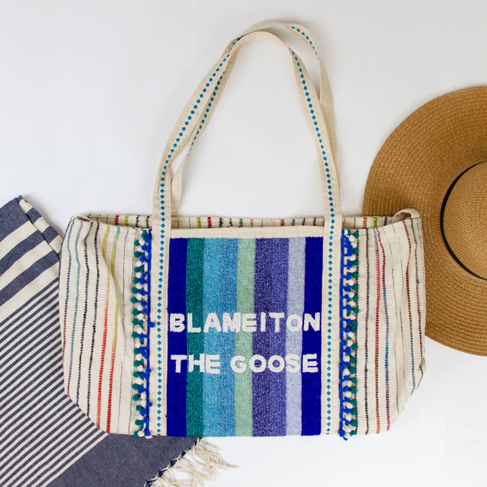 Blame It On The Goose Beaded Boho Tote Bag