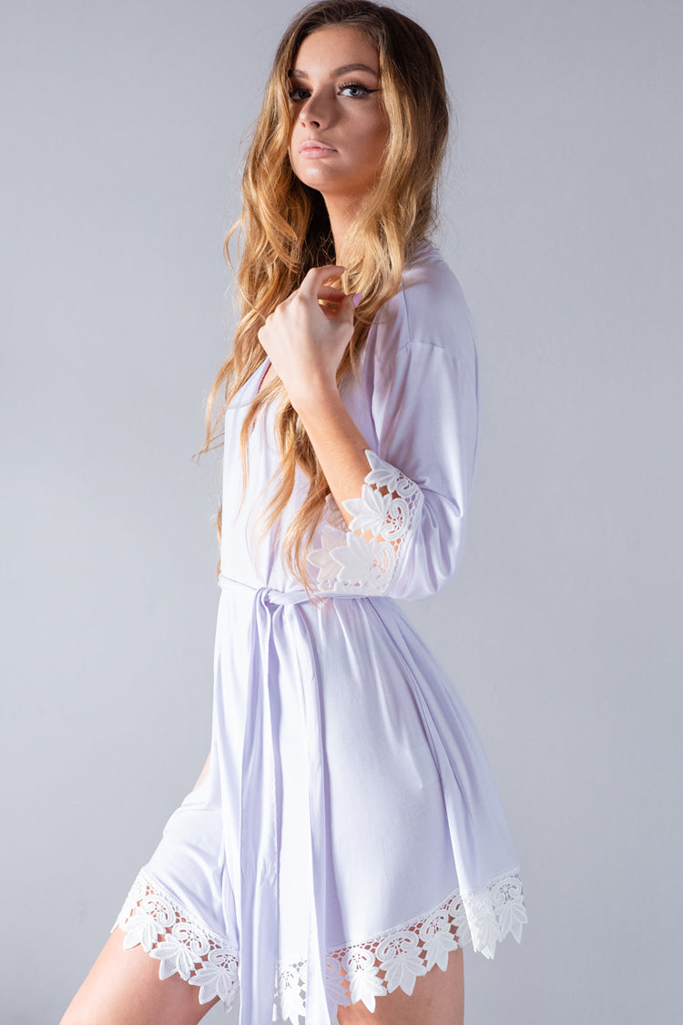 White Modal Lace Robe