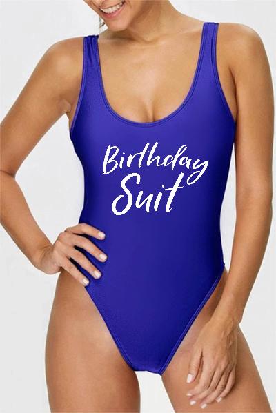 Birthday Suit Custom Bachelorette Swimsuit, One-Piece Swimsuit