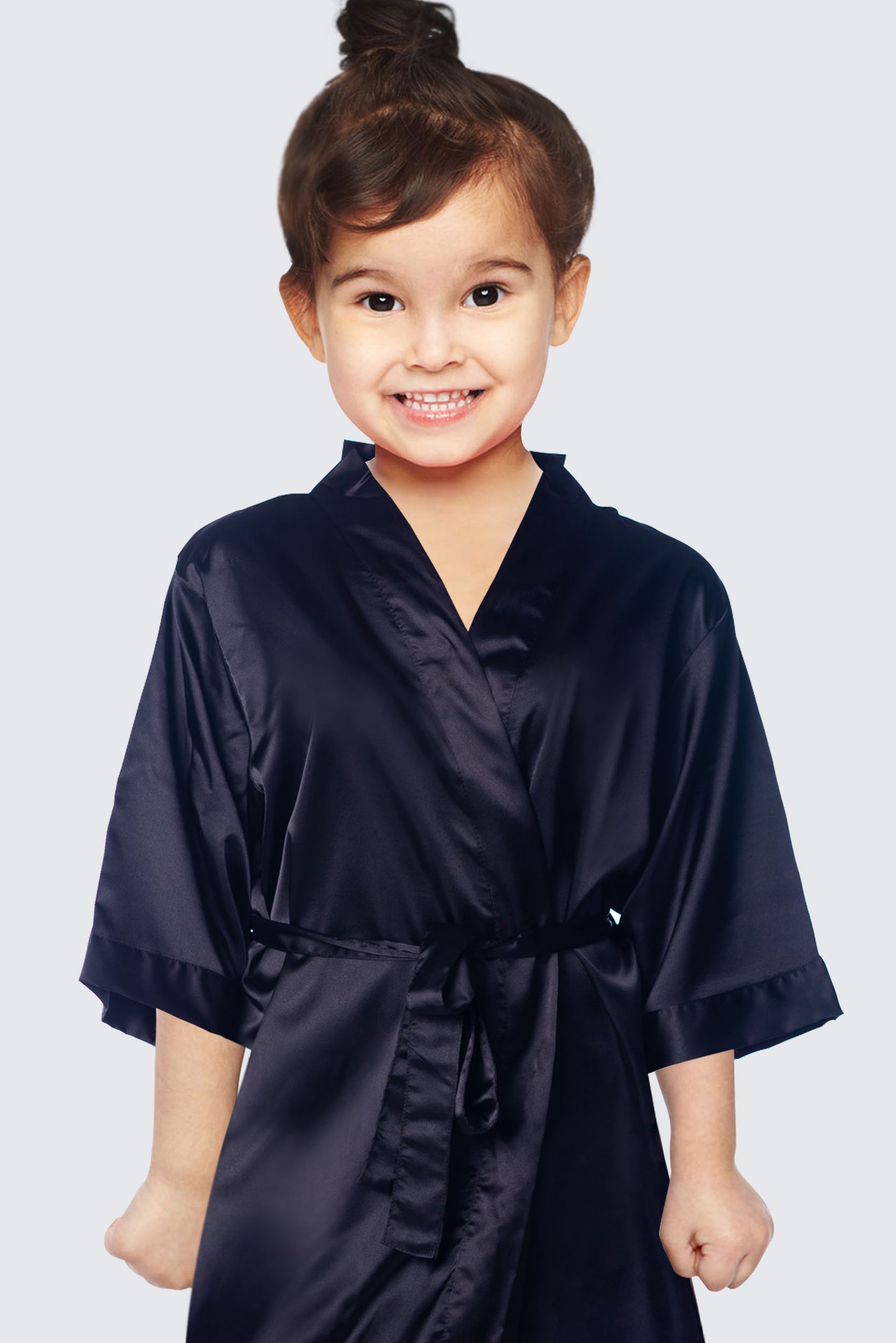 Black Satin Kimono Bridal Robe Junior - Bridesmaid Robe - Affordable Robe - Wedding Gift - Bridal Gift - Bridesmaid Gift - Satin Robe - Kimono Robe – PrettyRobes