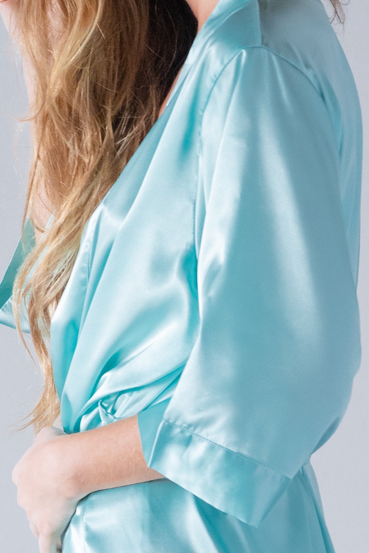 Regal Purple Satin Kimono Robe