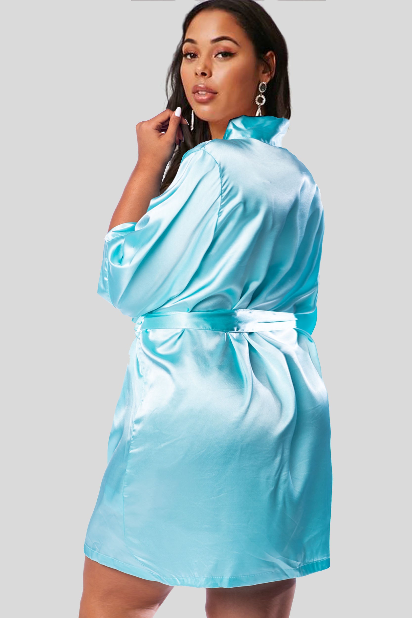 Regal Purple Satin Kimono Robe