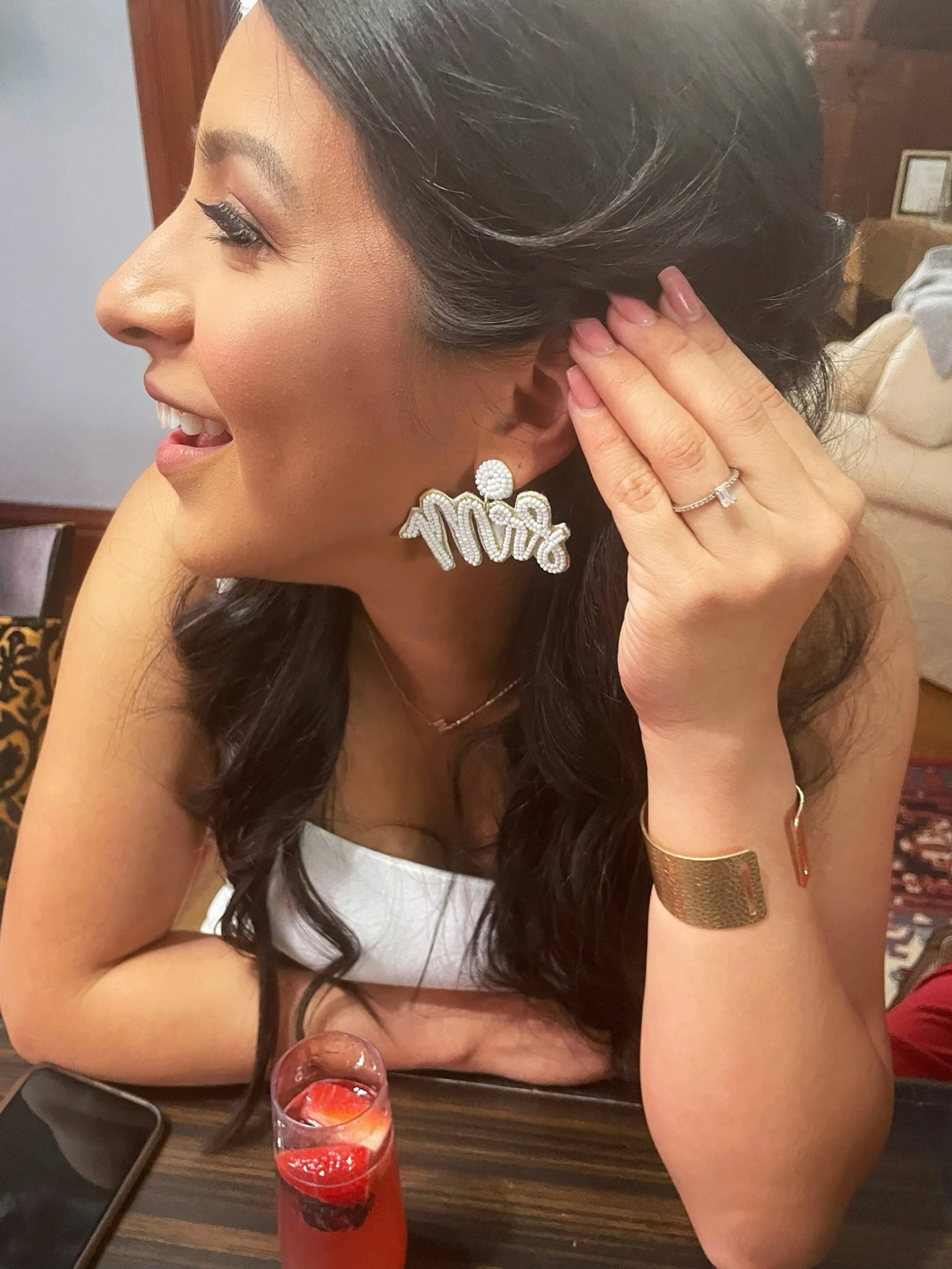 White Mrs. Earrings