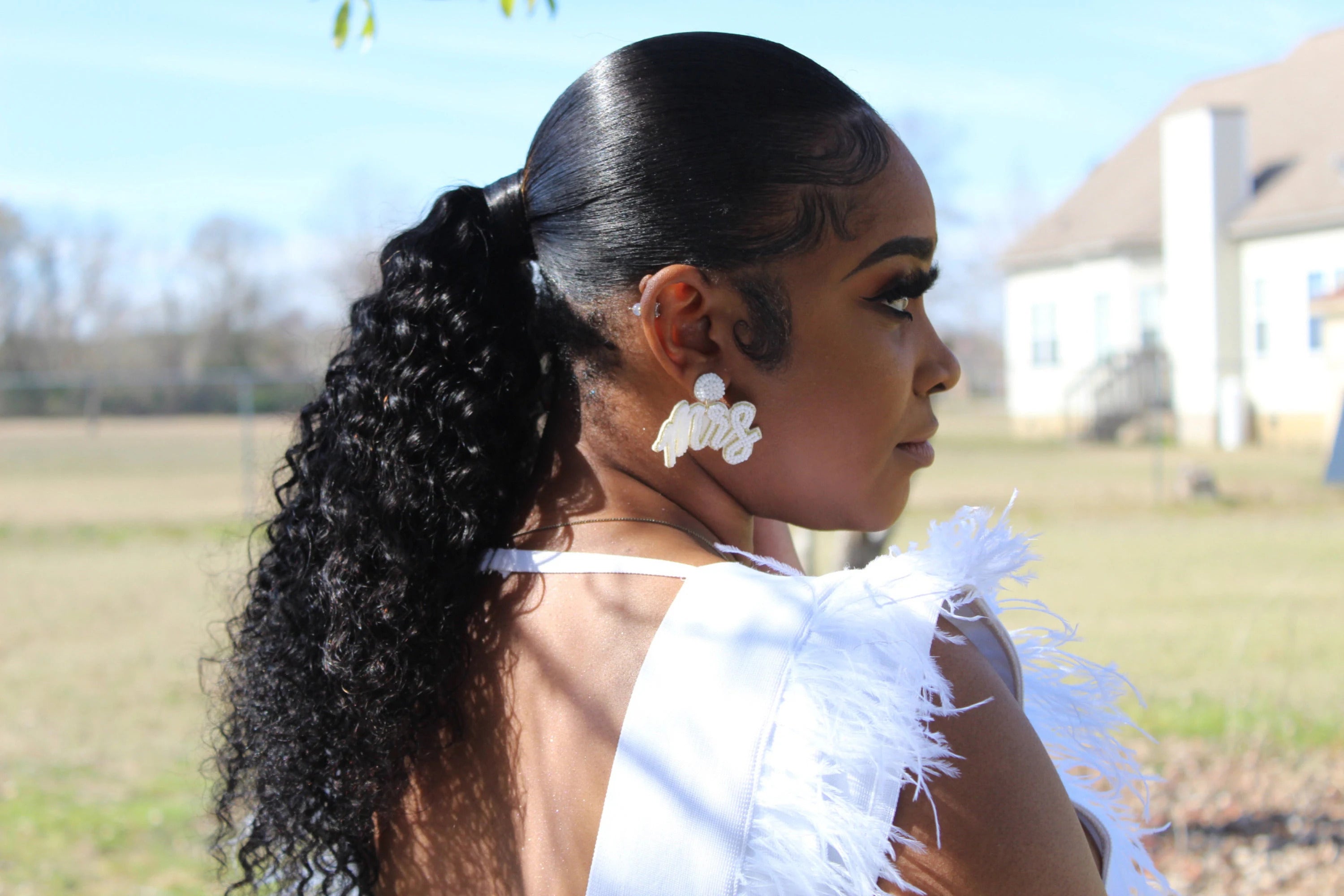 White Mrs. Earrings