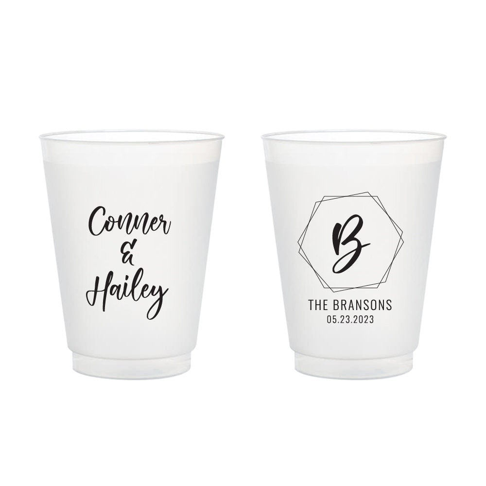 Personalized Wedding Frosted Cups, 16oz Plastic Cup, Custom