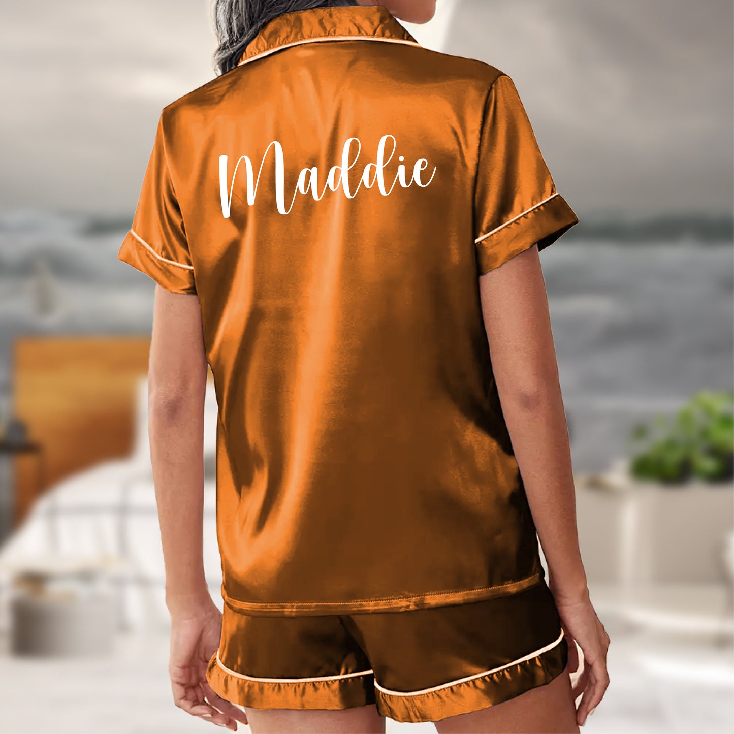 Pajama Set Shorts - Customized Shorts Set Satin Pajamas