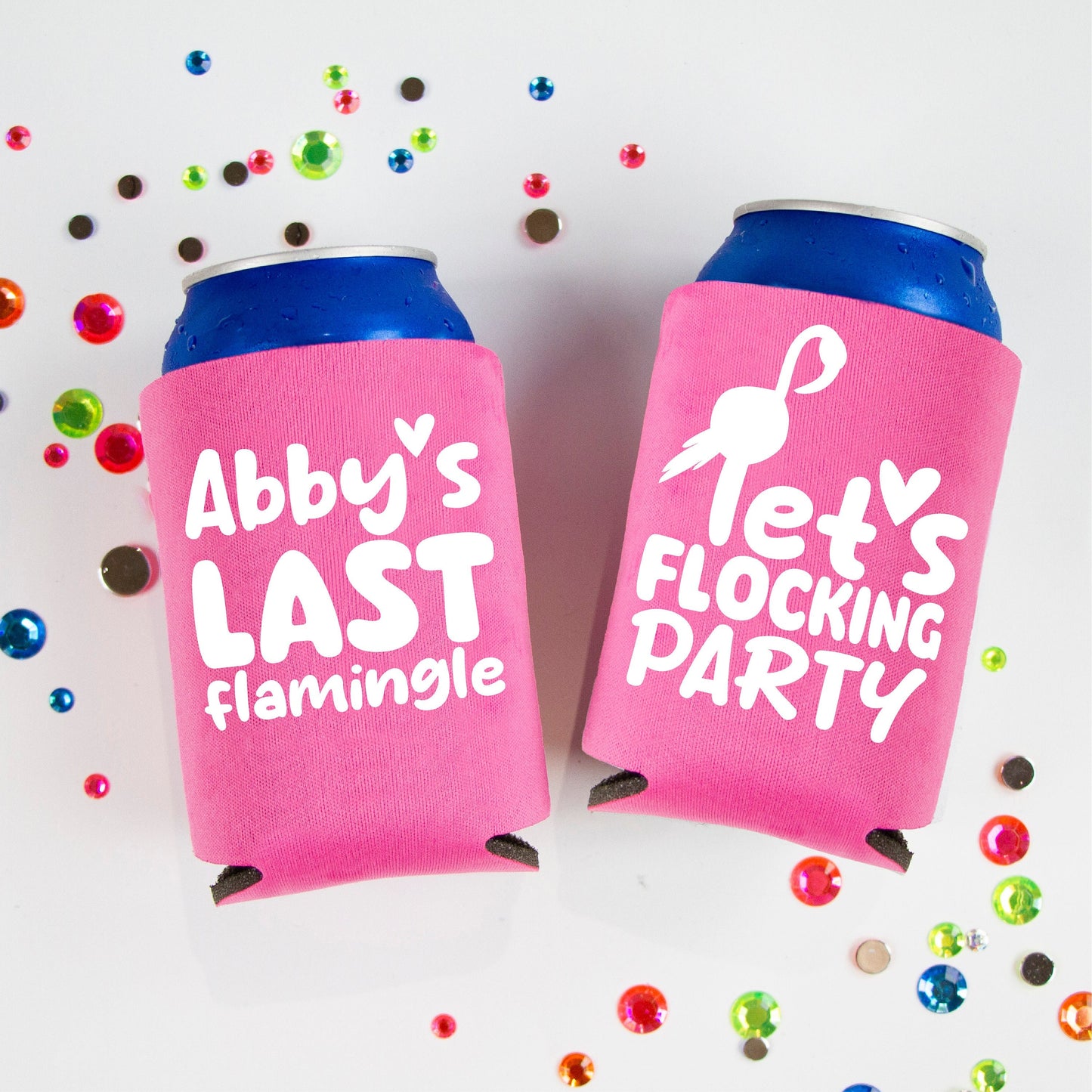 Last Flamingle Can Cooler Favors, Let's Flocking Party Coolies