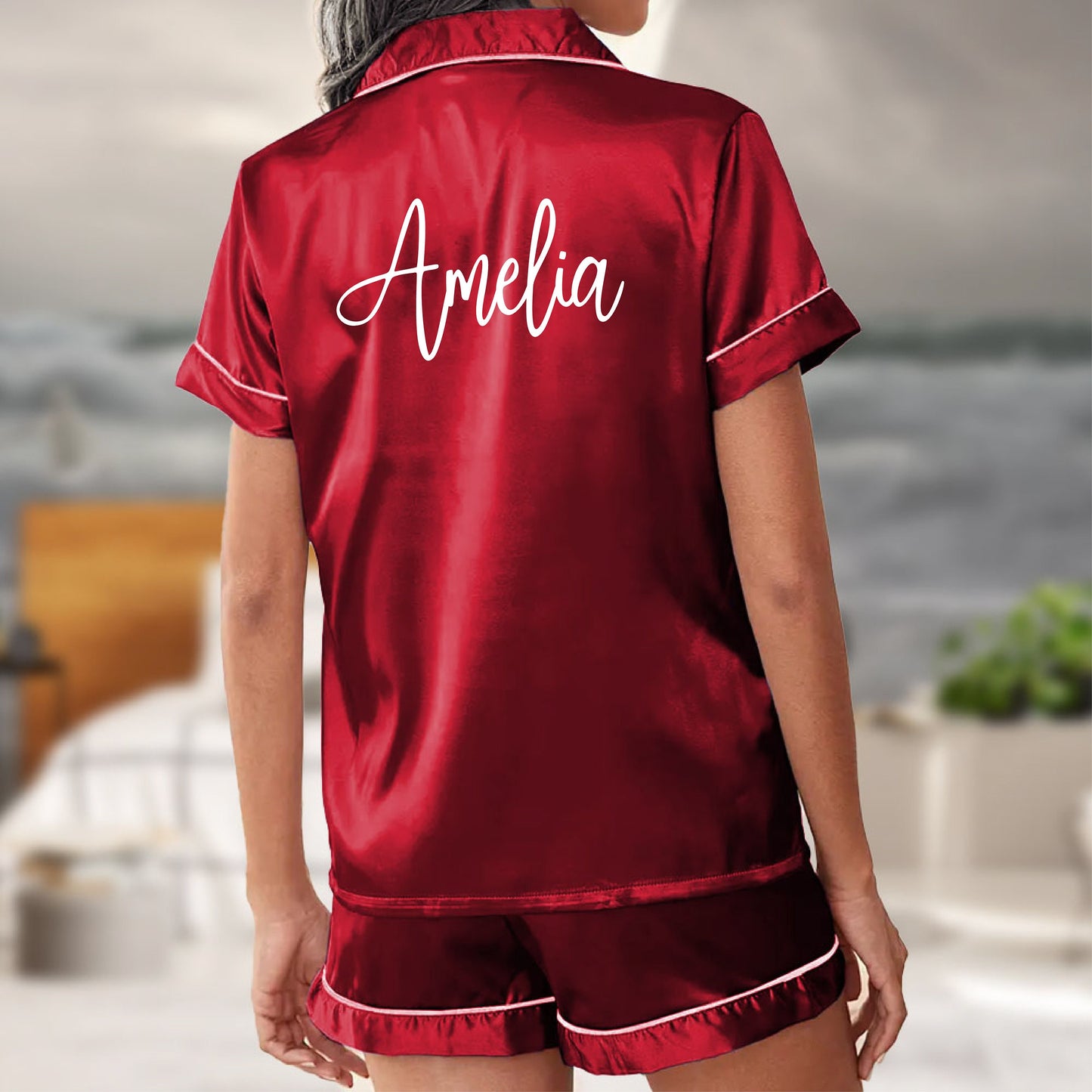 Pajama Set Shorts - Custom Name Bride Shorts Set Pajamas