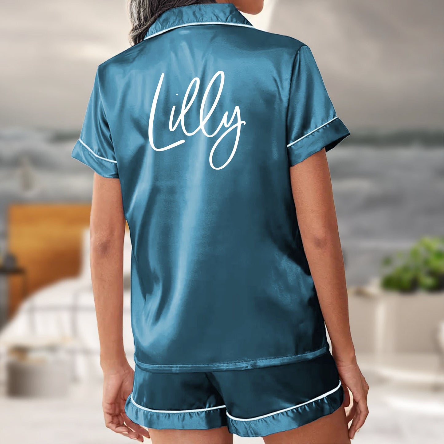Pajama Set Shorts - Customized Shorts Set Satin Pajamas