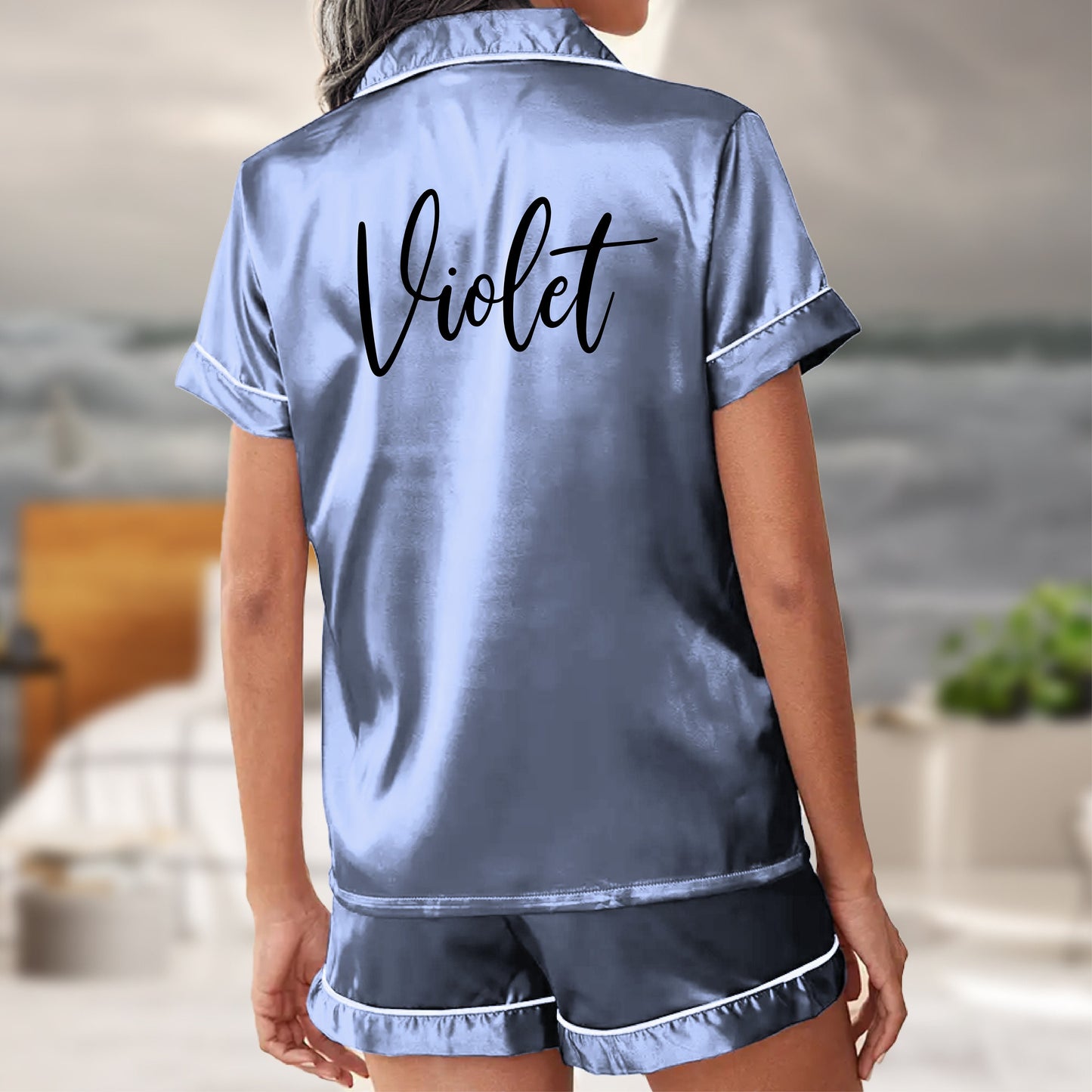 Pajama Set Shorts - Custom Bridal Satin PJs