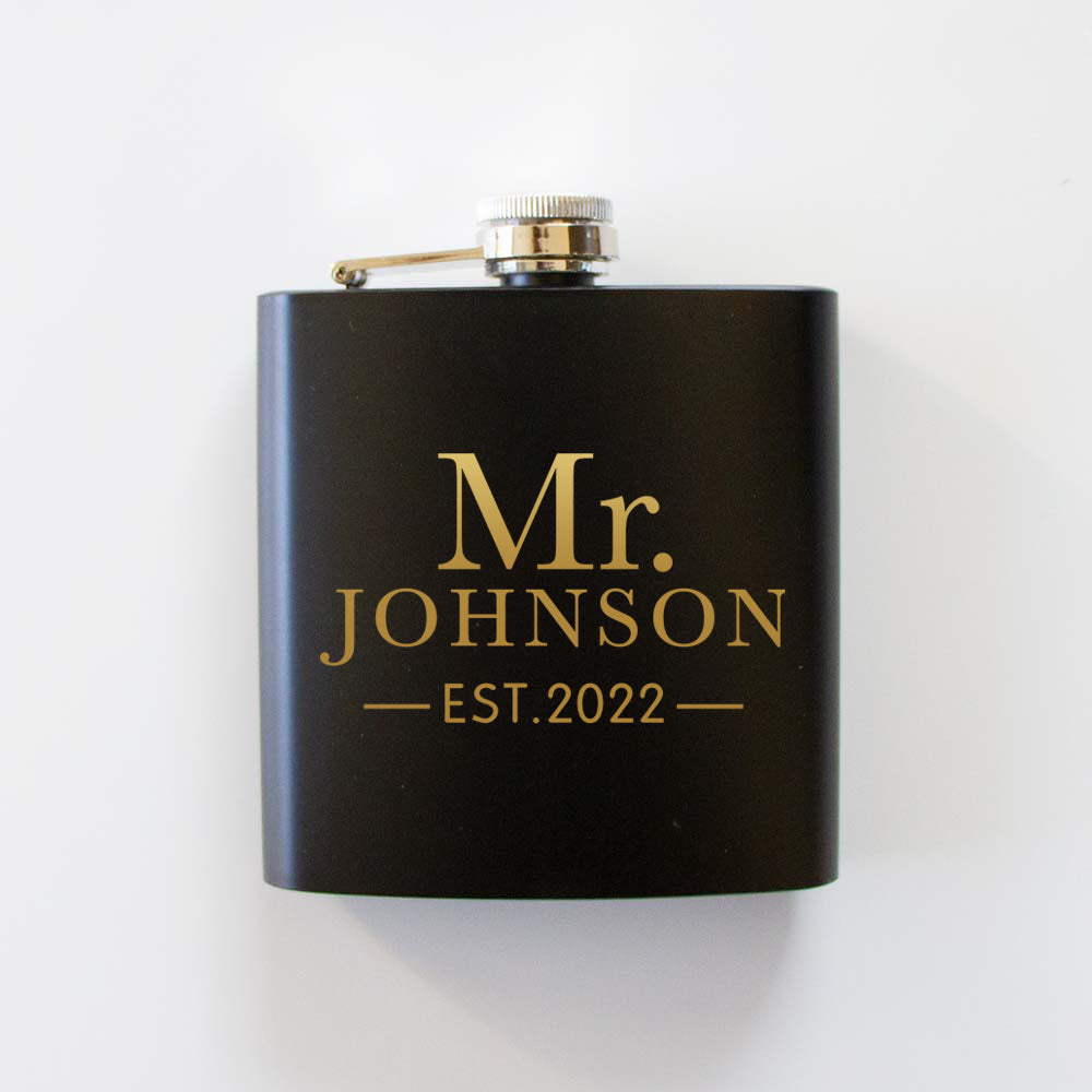 Personalized EST Hip Flask - Custom Wedding Favors - Hip Flask - Groom Flask - Groomsmen Flask - Stainless Steel Flask - - Dad Gift - Wedding Gift - Husband Gift - Groomsmen Gift