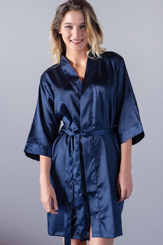 Navy Satin Bridesmaid Robe