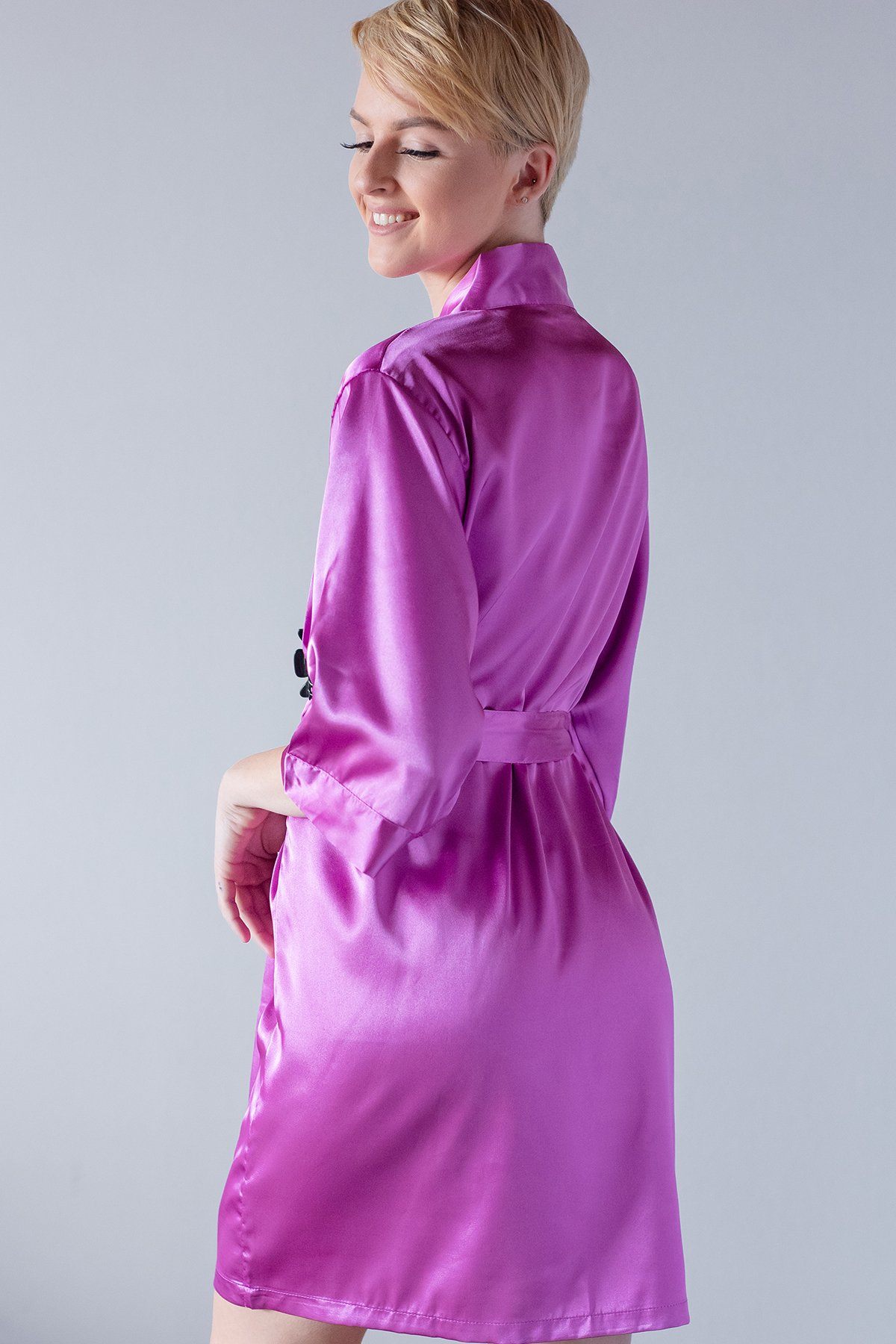 Orchid Satin Kimono