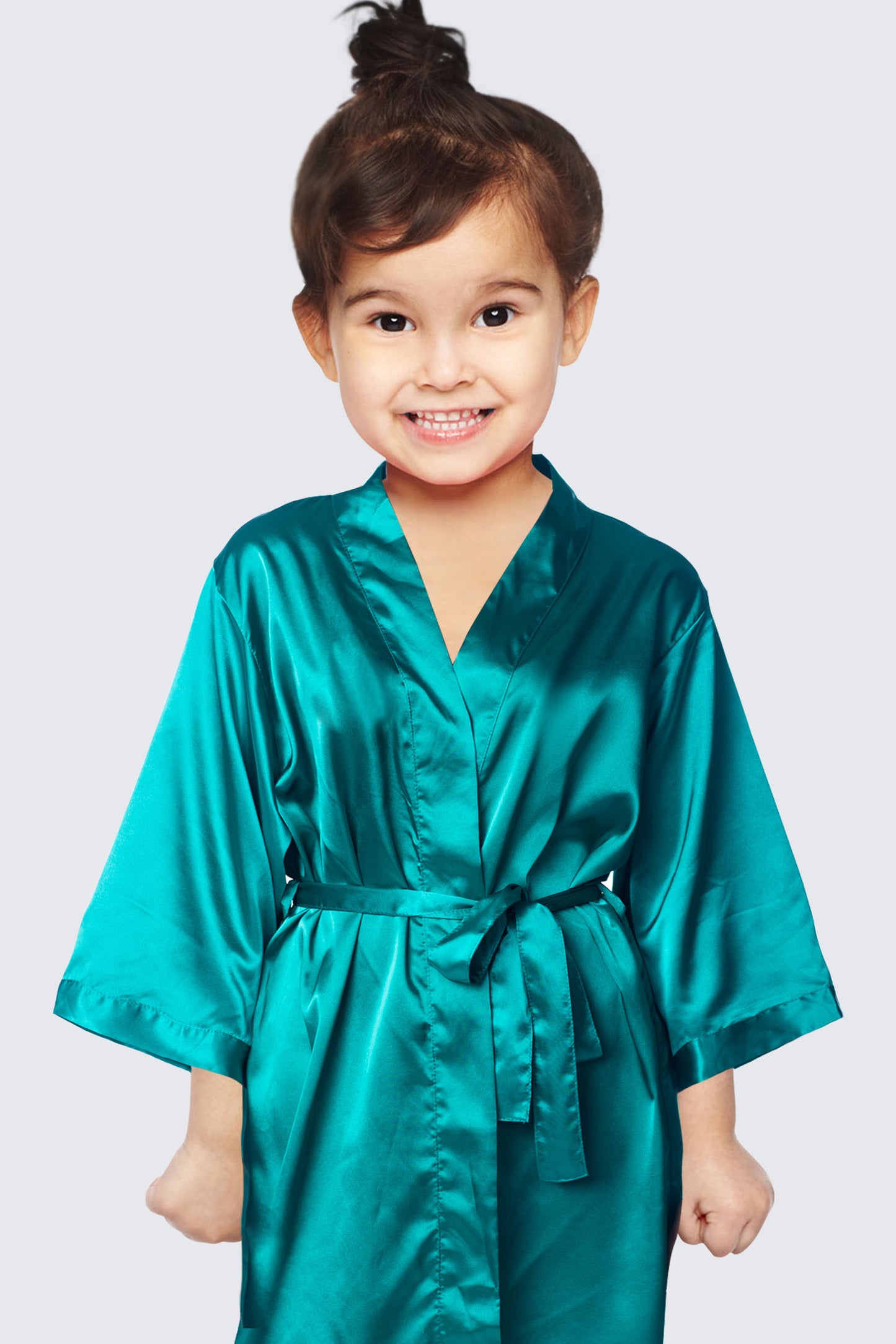 Teal Satin Kimono Robe