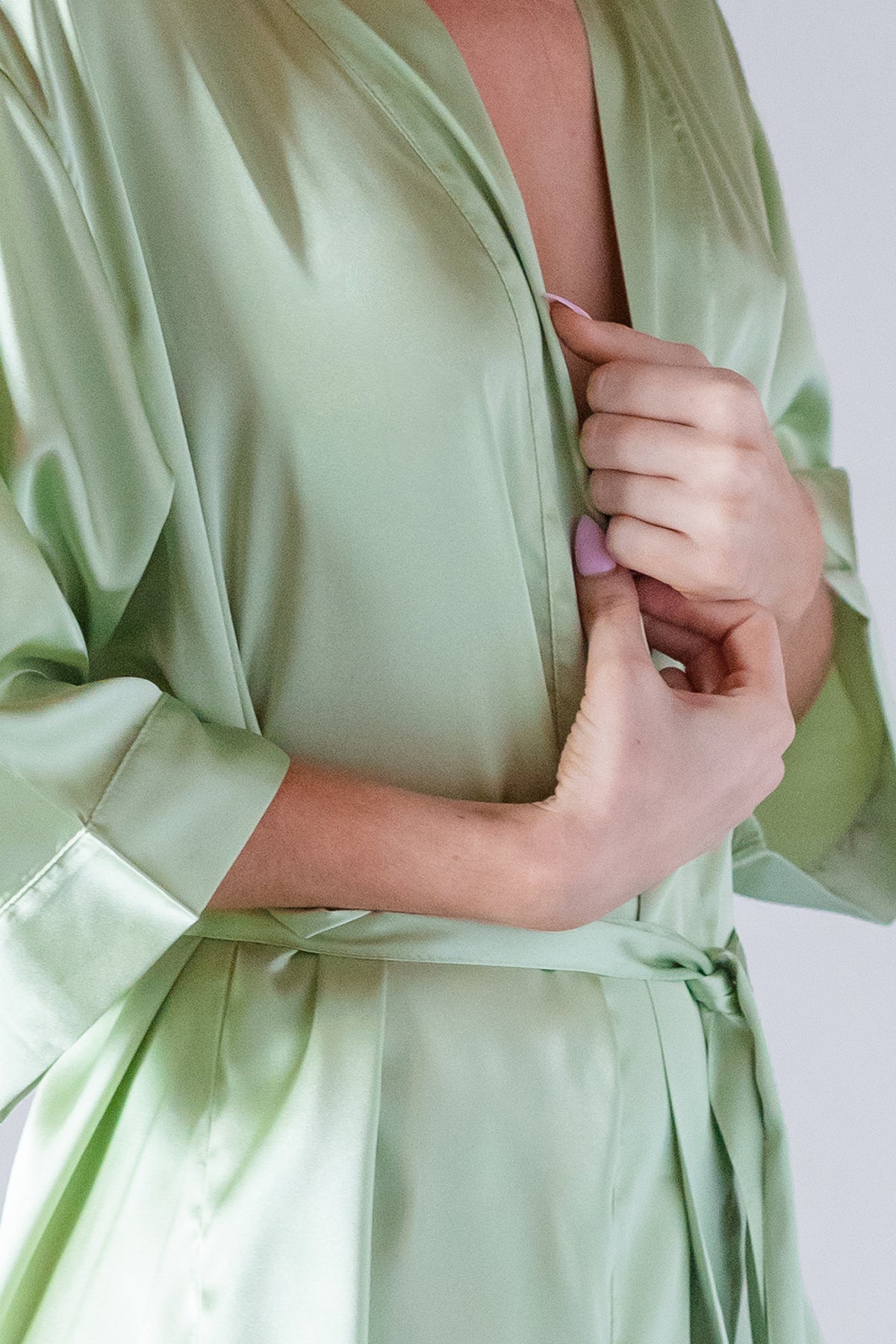 Sage Satin Kimono Robe adult image