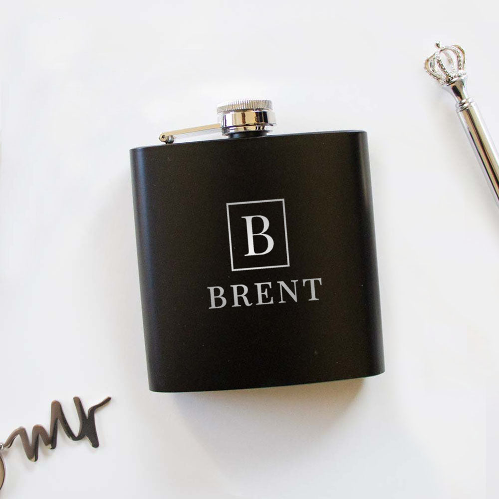 Personalized Initial Flask - Custom Wedding Gift - Hip Flask - Groom Flask - Groomsmen Flask - Stainless Steel Flask - Dad Gift - Wedding Gift - Husband Gift