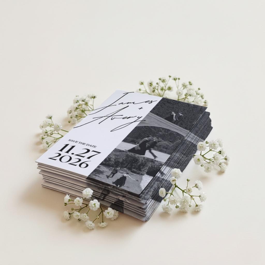 Modern Custom Wedding Photo Magnet