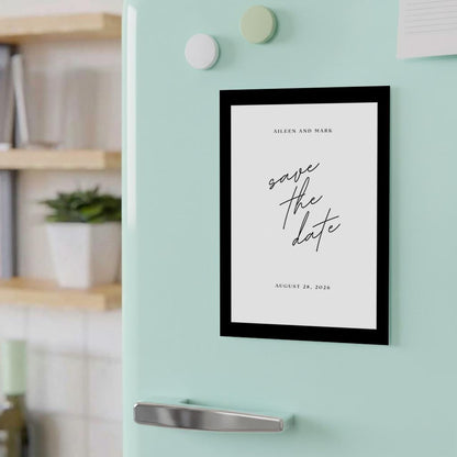 Minimalist Wedding Magnet Favor With Black Border