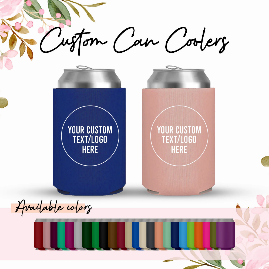 two can coolers with custom text on them