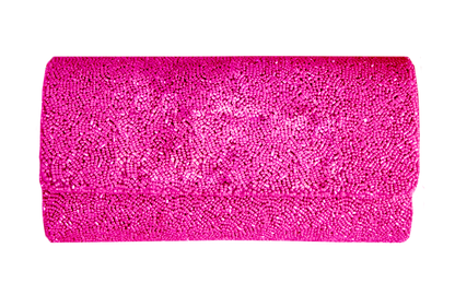 a bright pink towel on a white background