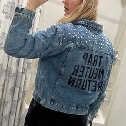 (Blue Pearl) Trap Neuter Return Pearl Denim Jacket