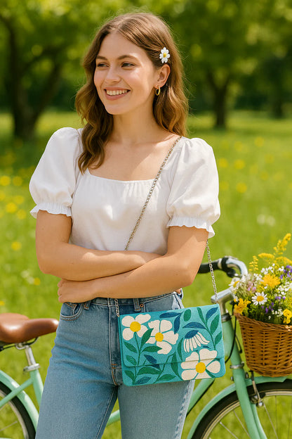 Personalized Floral Beaded Clutch