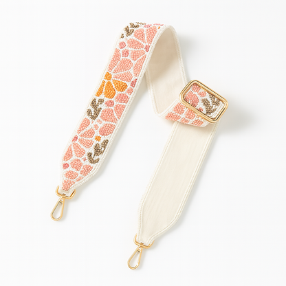Peach & Yellow Floral Beaded Camera Strap