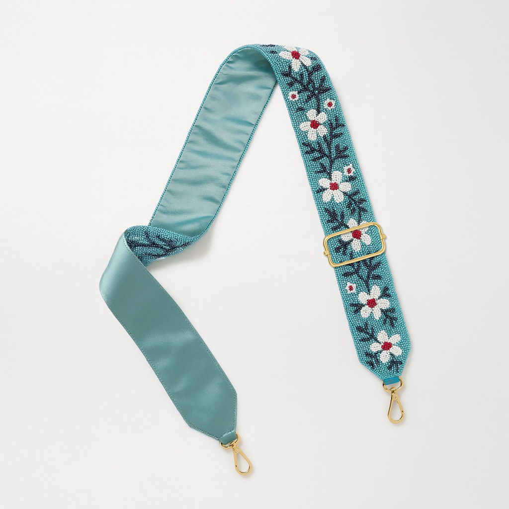 Turquoise & Floral Beaded Camera Strap