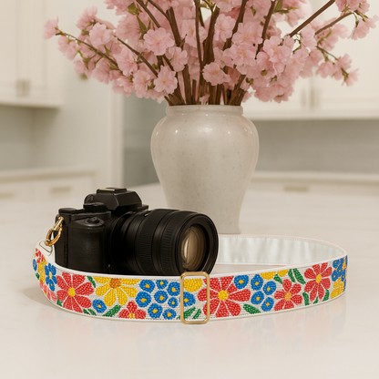 Colorful Floral Beaded Camera Strap