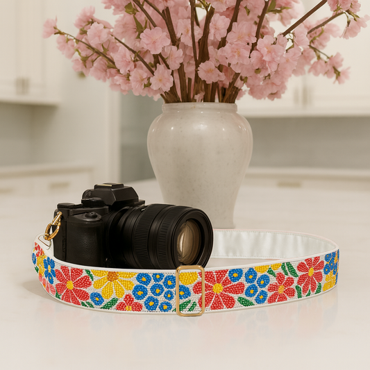 Colorful Floral Beaded Camera Strap