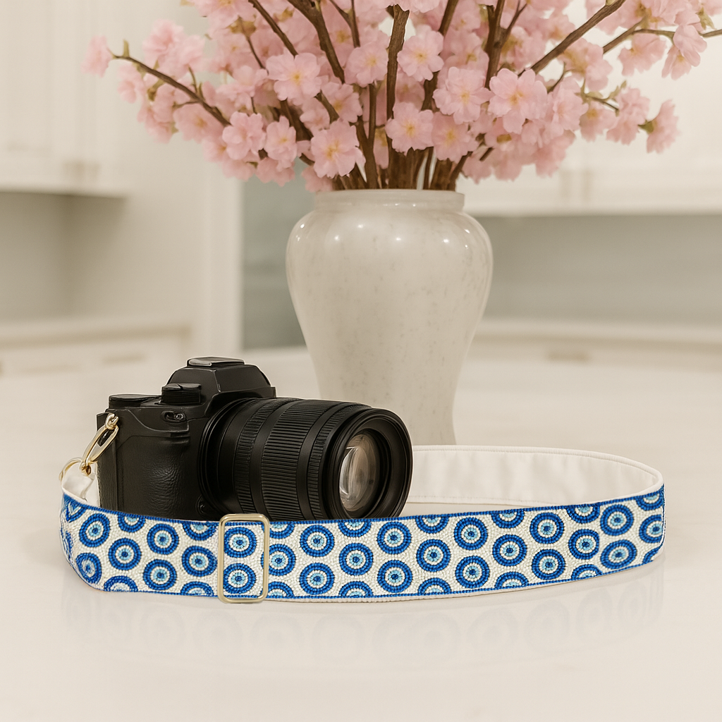 Blue Geometric Camera Strap