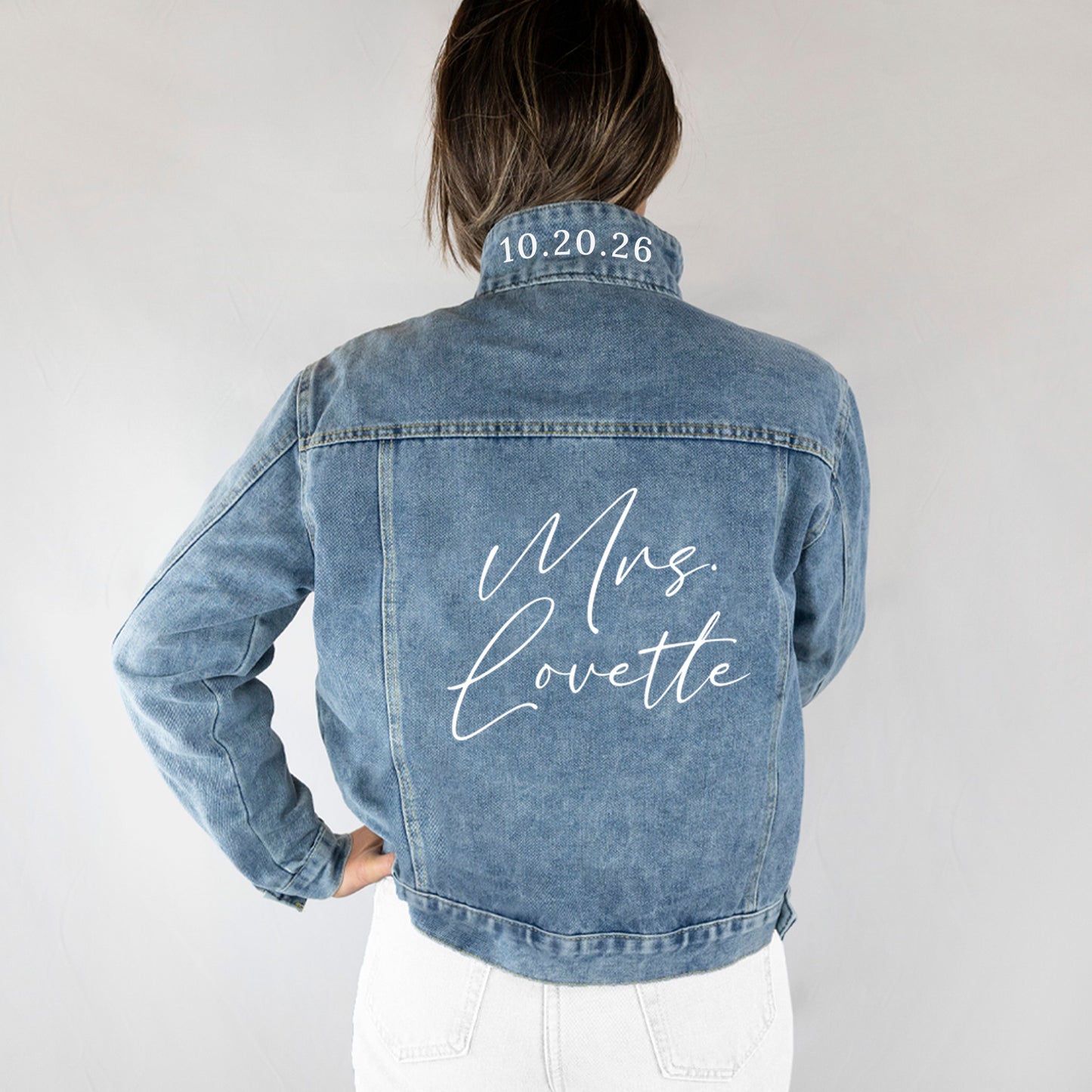 (Blue Denim) Personalized Jean Jacket for Bride