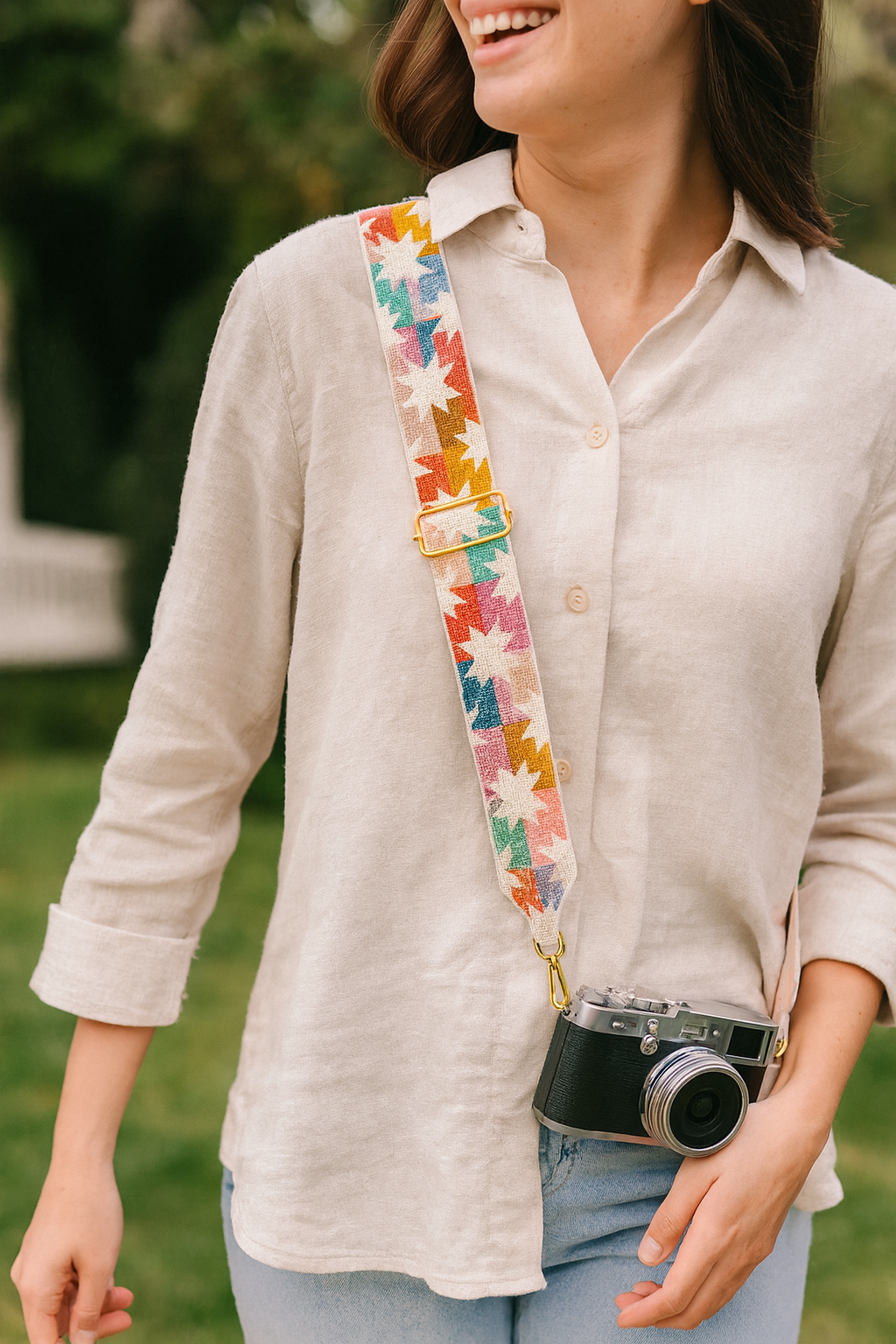 Multicolored Triangle Camera Strap
