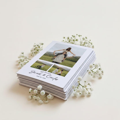 Custom Photo Announcement With Elegant Wedding Magnet