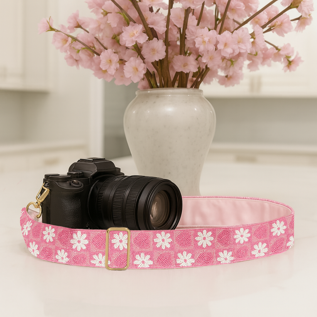 Pink Daisy Camera Strap